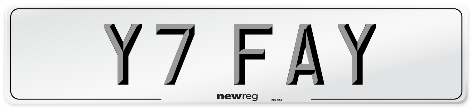 Y7 FAY Number Plate from New Reg